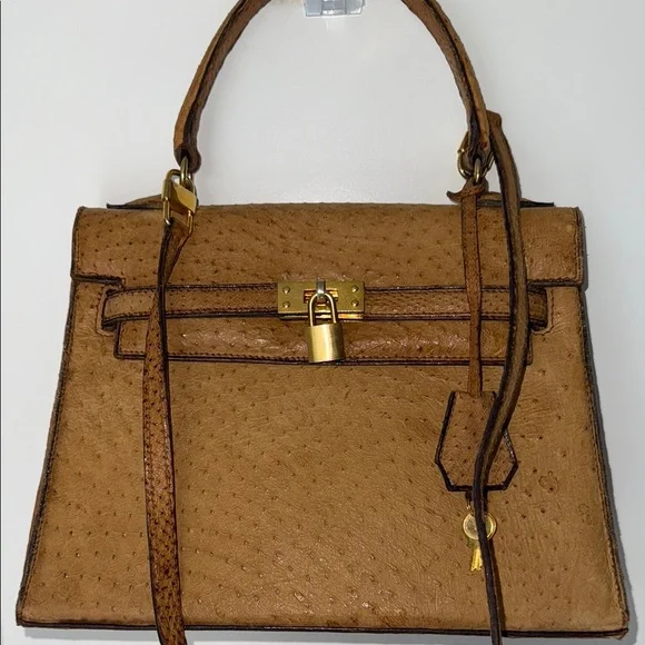 Vintage Pedro Mayorga Ostrich Satchel (like Hermes Kelly Bag or Sac à Dépêches) - Picture 4 of 17
